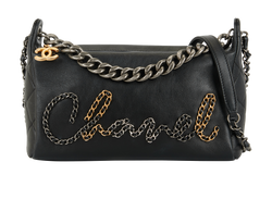 Chain Signature Hobo, Leather, Black, 29873036 (2019), B/AC, 2*